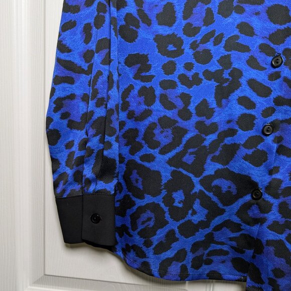 Scapa Lauren Perre Duchessa XS Royal Blue Black Animal Print Shirt NWT - Picture 5 of 16
